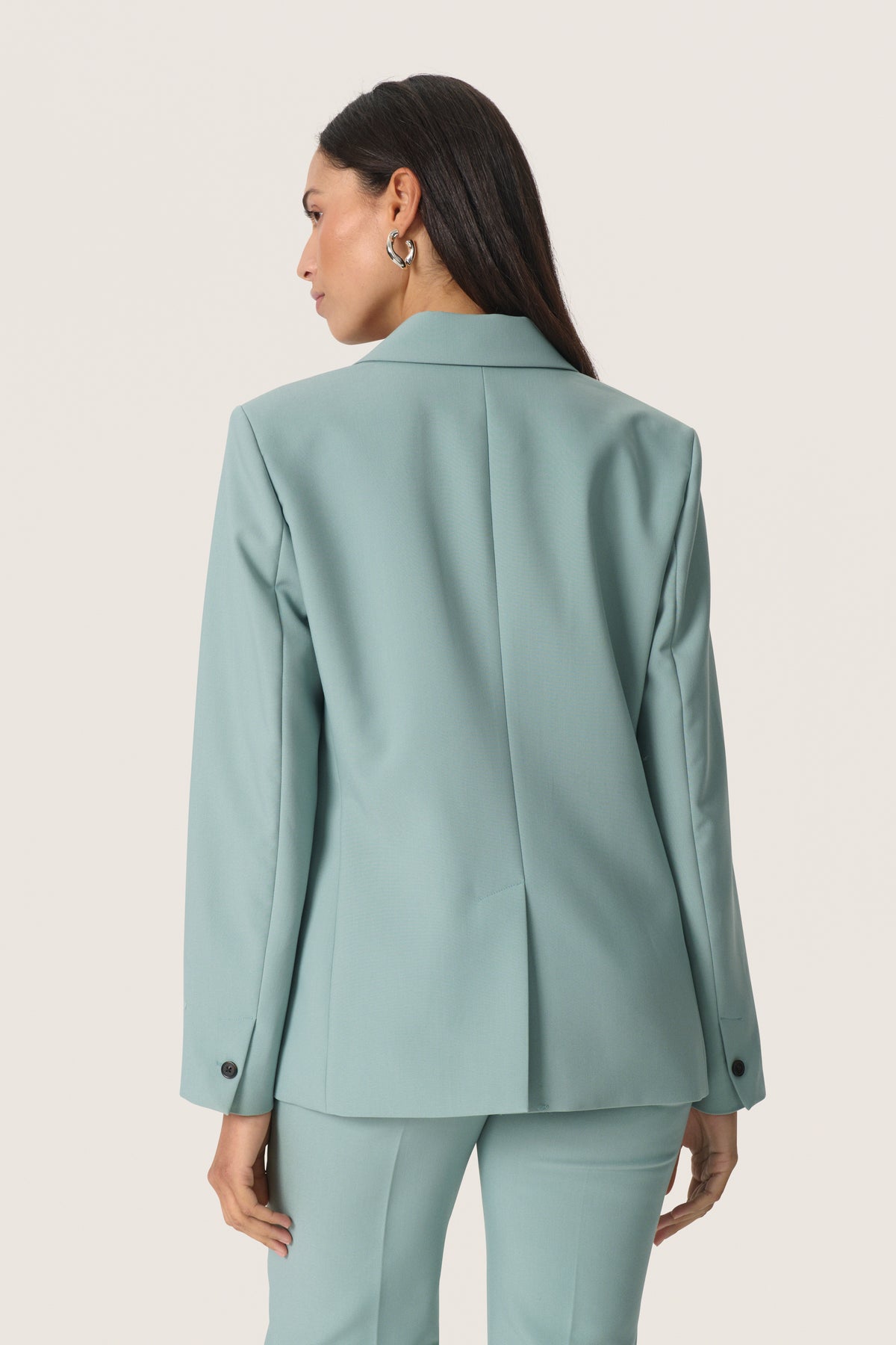 Soaked in Luxury Corinne Silver Blue Single Breasted Blazer, 30407532