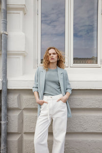 Soaked in Luxury Corinne Silver Blue Single Breasted Blazer, 30407532