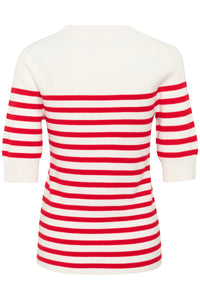 Soaked in Luxury Spina Goji Berry/White Striped Knitted T-Shirt