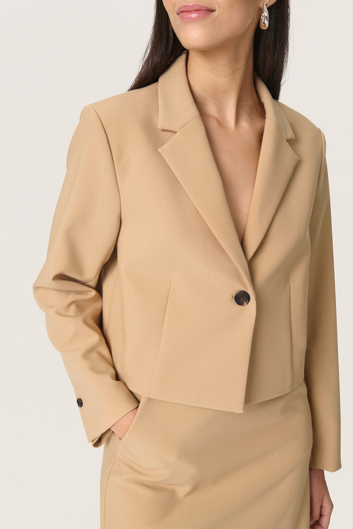 Soaked in Luxury SlCorinne Ultimate Travertine Beige Cropped Blazer, 30407631