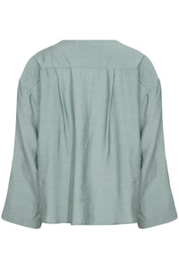 Soaked in Luxury Leodora Silver Blue V-Neck Oversized Blouse