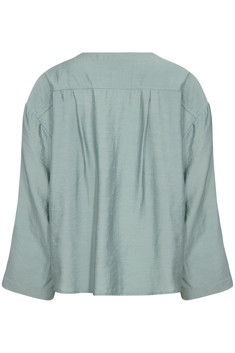 Soaked in Luxury Leodora Silver Blue V-Neck Oversized Blouse