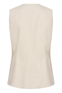 Soaked Linnena Beige Linen Fitted Waistcoat, 30408109