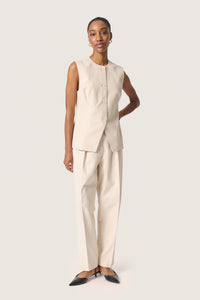 Soaked Linnena Beige Linen Fitted Waistcoat, 30408109