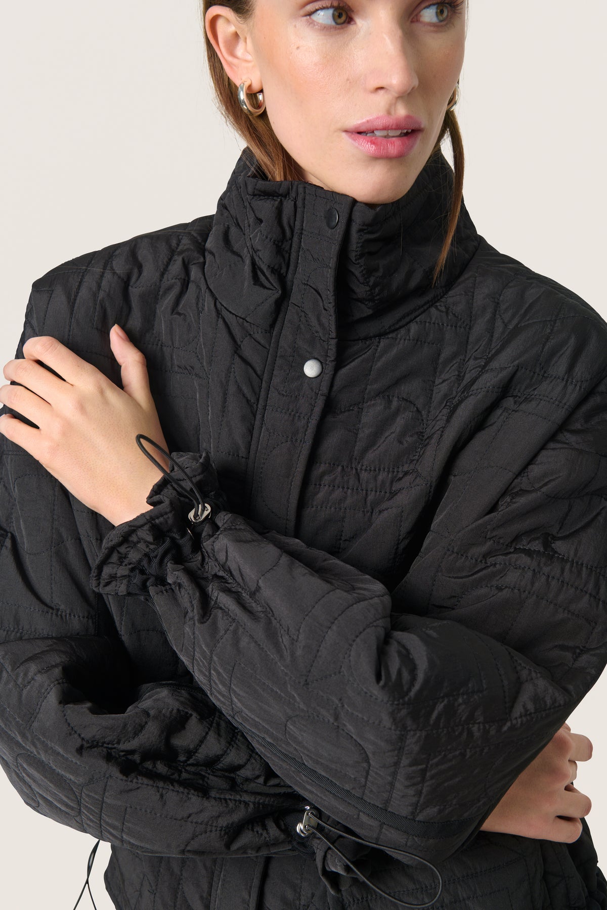 Soaked in Luxury SLJackline Black Ultimate Quilted Oversized Short Jacket