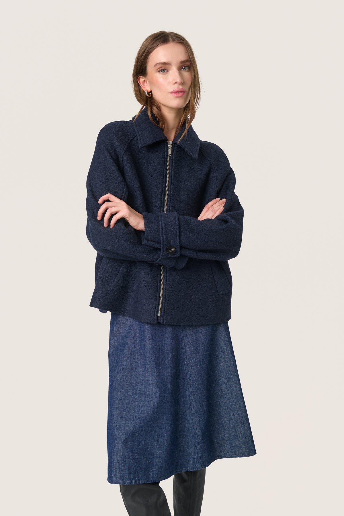 Soaked in Luxury SLAngelina Sky Captain Navy Coat
