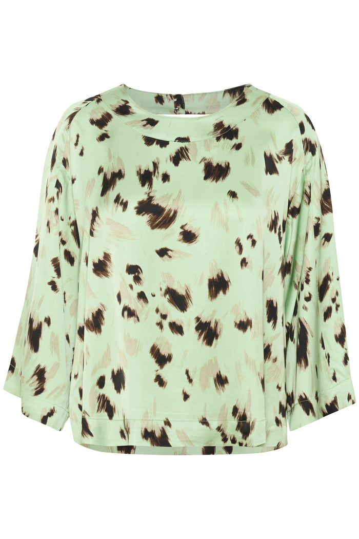 Soaked in Luxury Mint Green Abstract Printed Blouse, 30408434