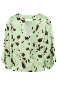 Soaked in Luxury Mint Green Abstract Printed Blouse, 30408434