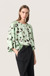 Soaked in Luxury Mint Green Abstract Printed Blouse, 30408434