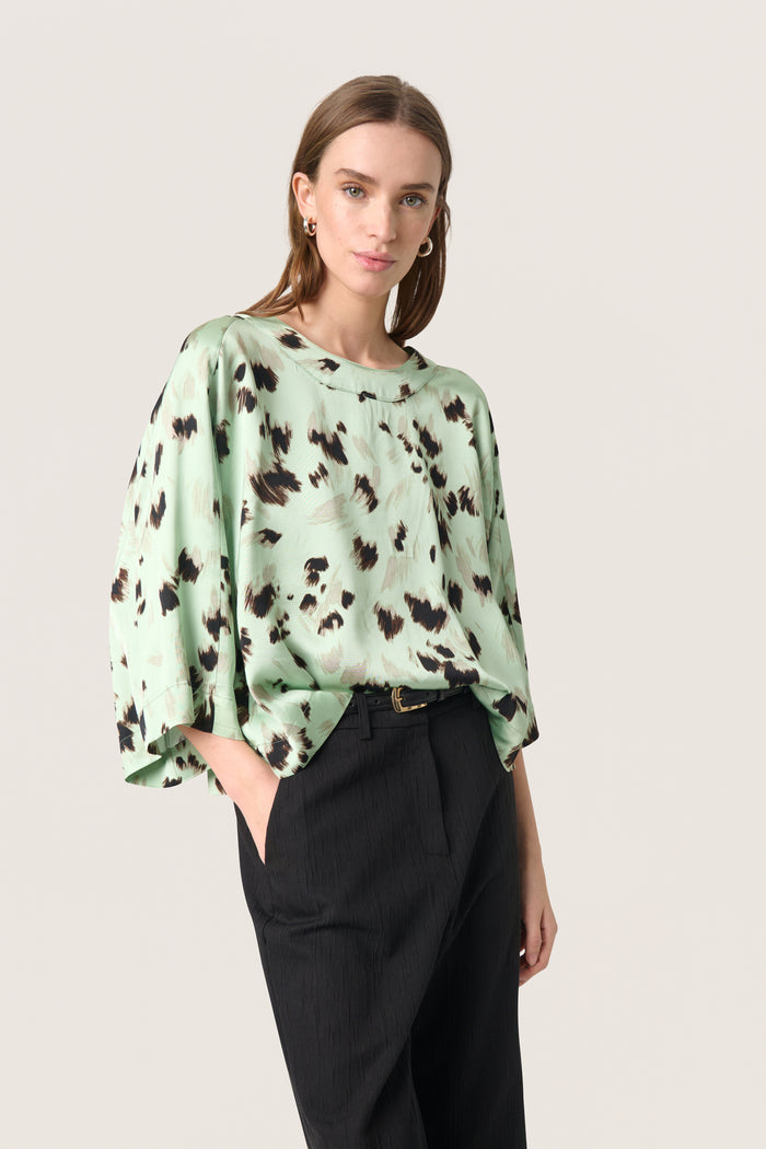 Soaked in Luxury Mint Green Abstract Printed Blouse, 30408434