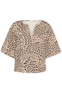 Soaked in Luxury Jalina Leopard Print V-Neck Cropped Blouse, 30408438