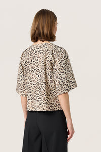 Soaked in Luxury Jalina Leopard Print V-Neck Cropped Blouse, 30408438