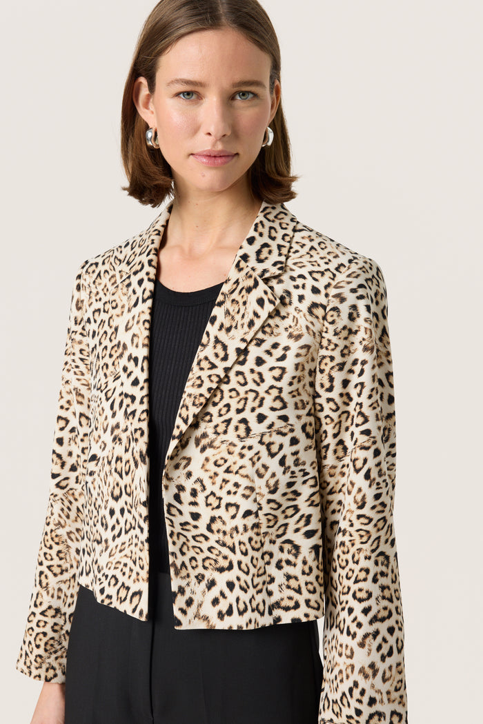 Soaked in Luxury Shirley Leopard Printed Cropped Blazer, 30408465