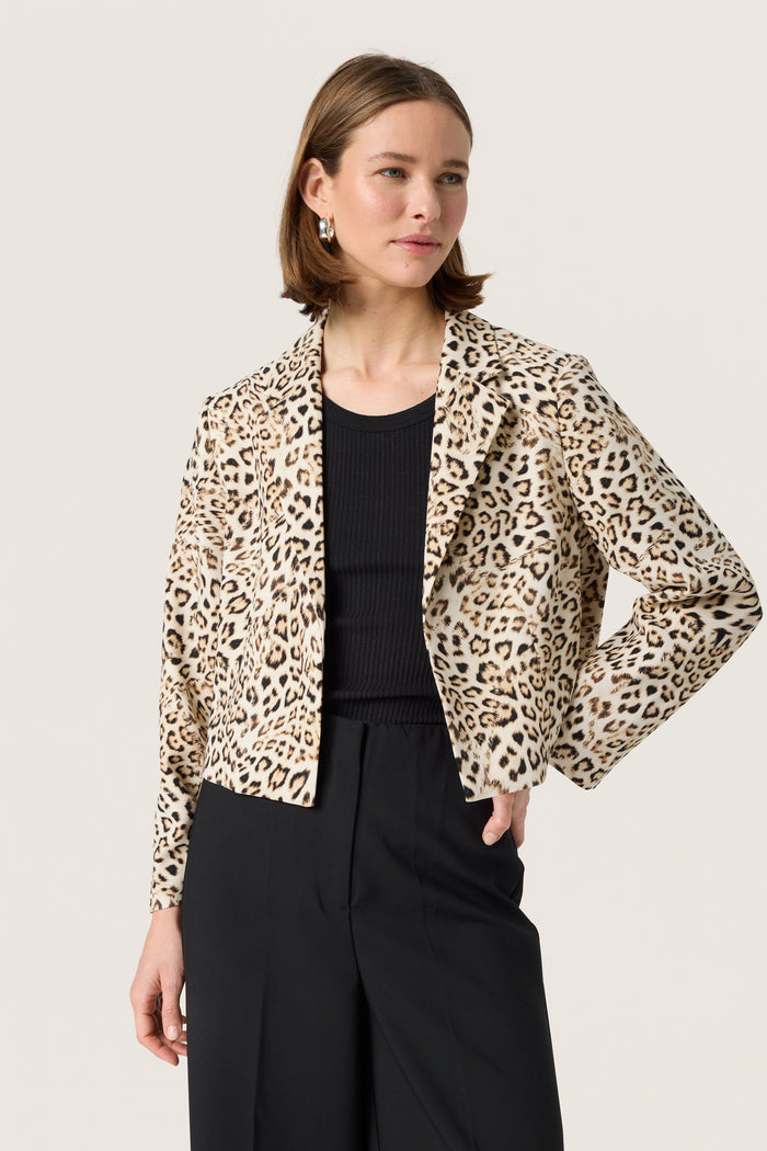 Soaked in Luxury Shirley Leopard Printed Cropped Blazer, 30408465