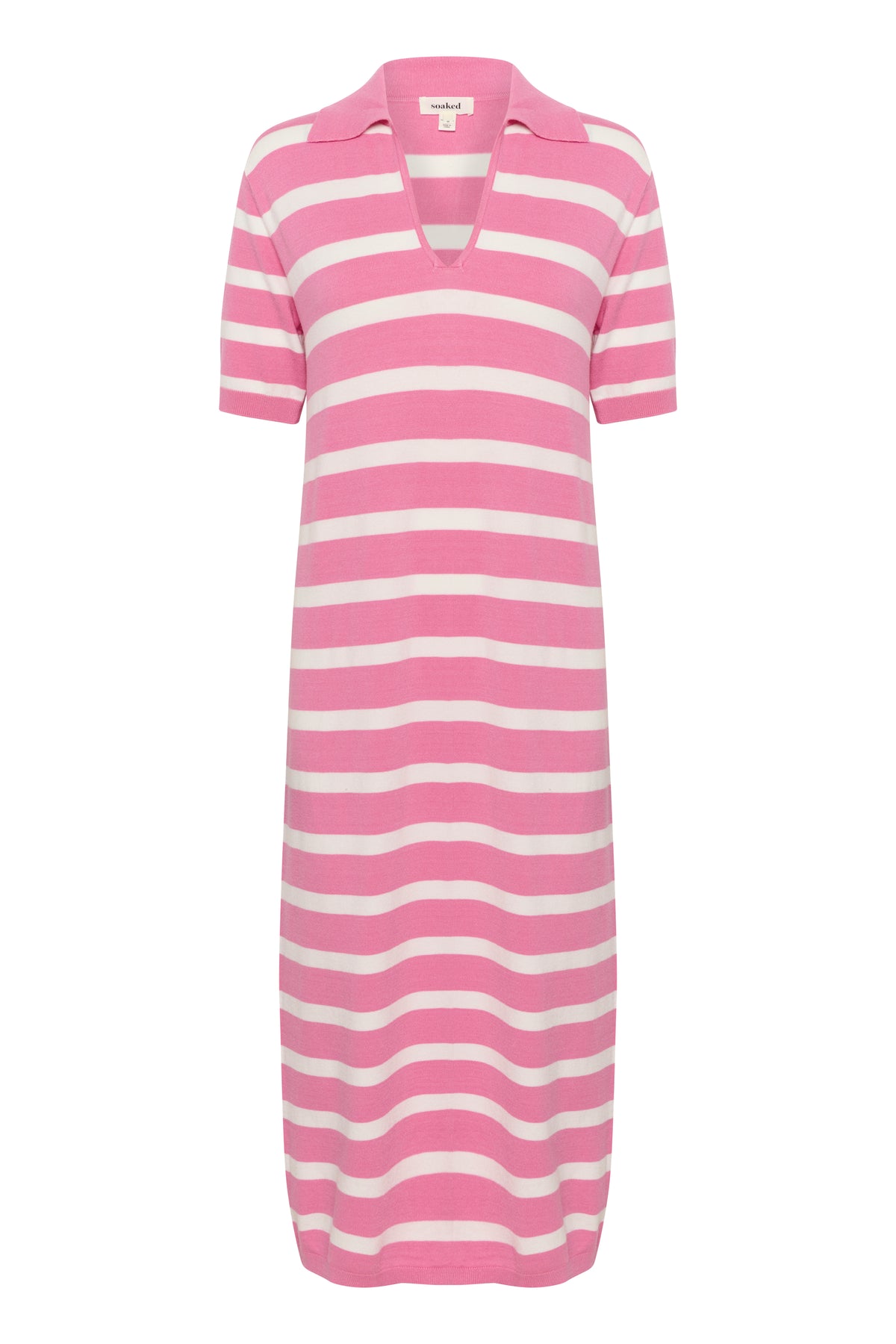 Soaked in Luxury Spina Rosebloom Stripe Polo V-Neck Dress