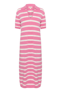 Soaked in Luxury Spina Rosebloom Stripe Polo V-Neck Dress