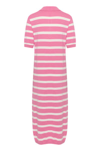 Soaked in Luxury Spina Rosebloom Stripe Polo V-Neck Dress