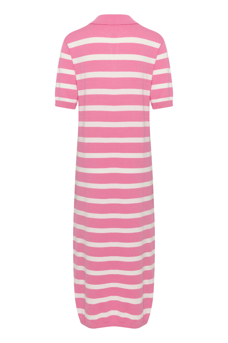 Soaked in Luxury Spina Rosebloom Stripe Polo V-Neck Dress
