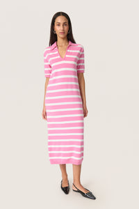 Soaked in Luxury Spina Rosebloom Stripe Polo V-Neck Dress