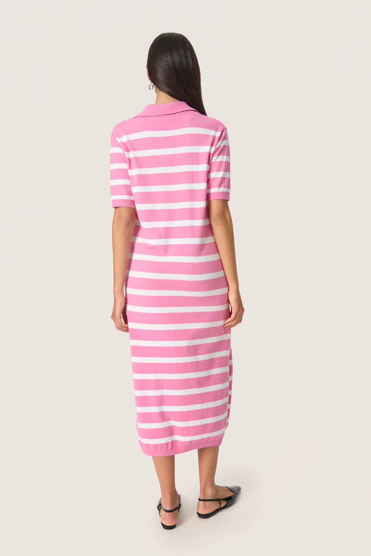 Soaked in Luxury Spina Rosebloom Stripe Polo V-Neck Dress