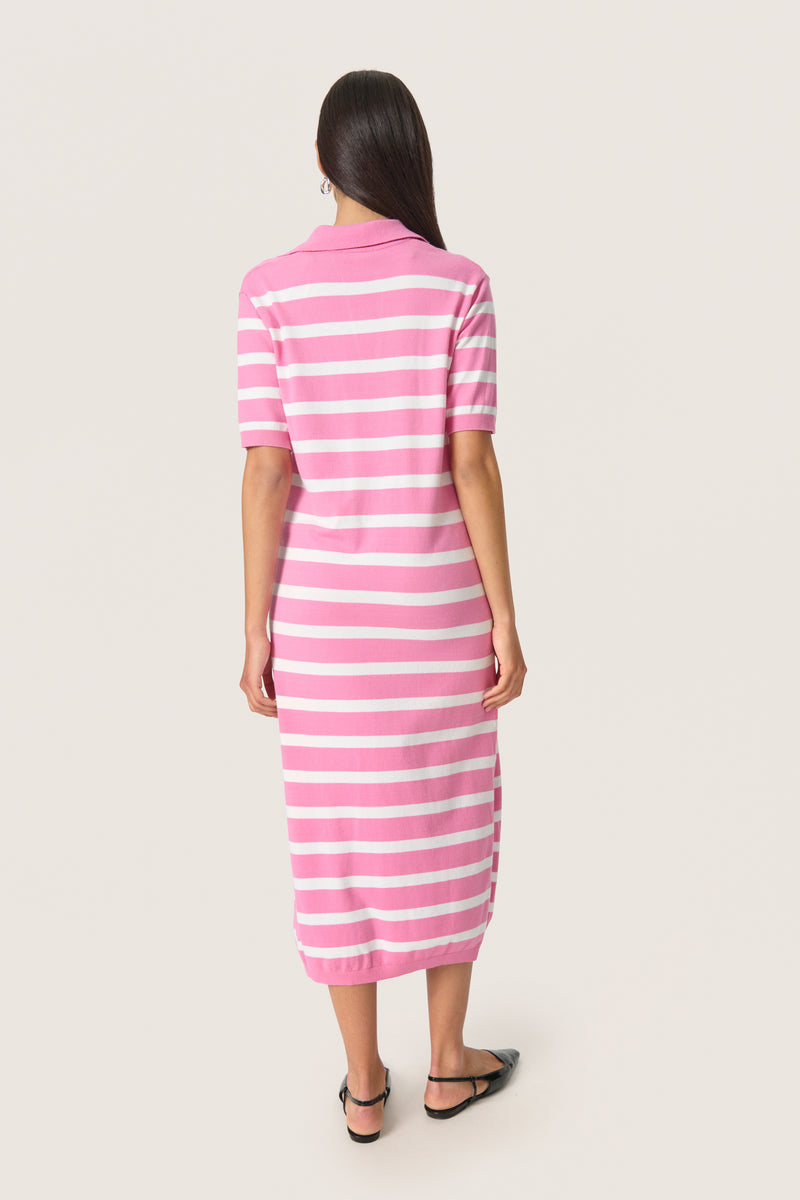Soaked in Luxury Spina Rosebloom Stripe Polo V-Neck Dress