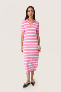 Soaked in Luxury Spina Rosebloom Stripe Polo V-Neck Dress, 30408491