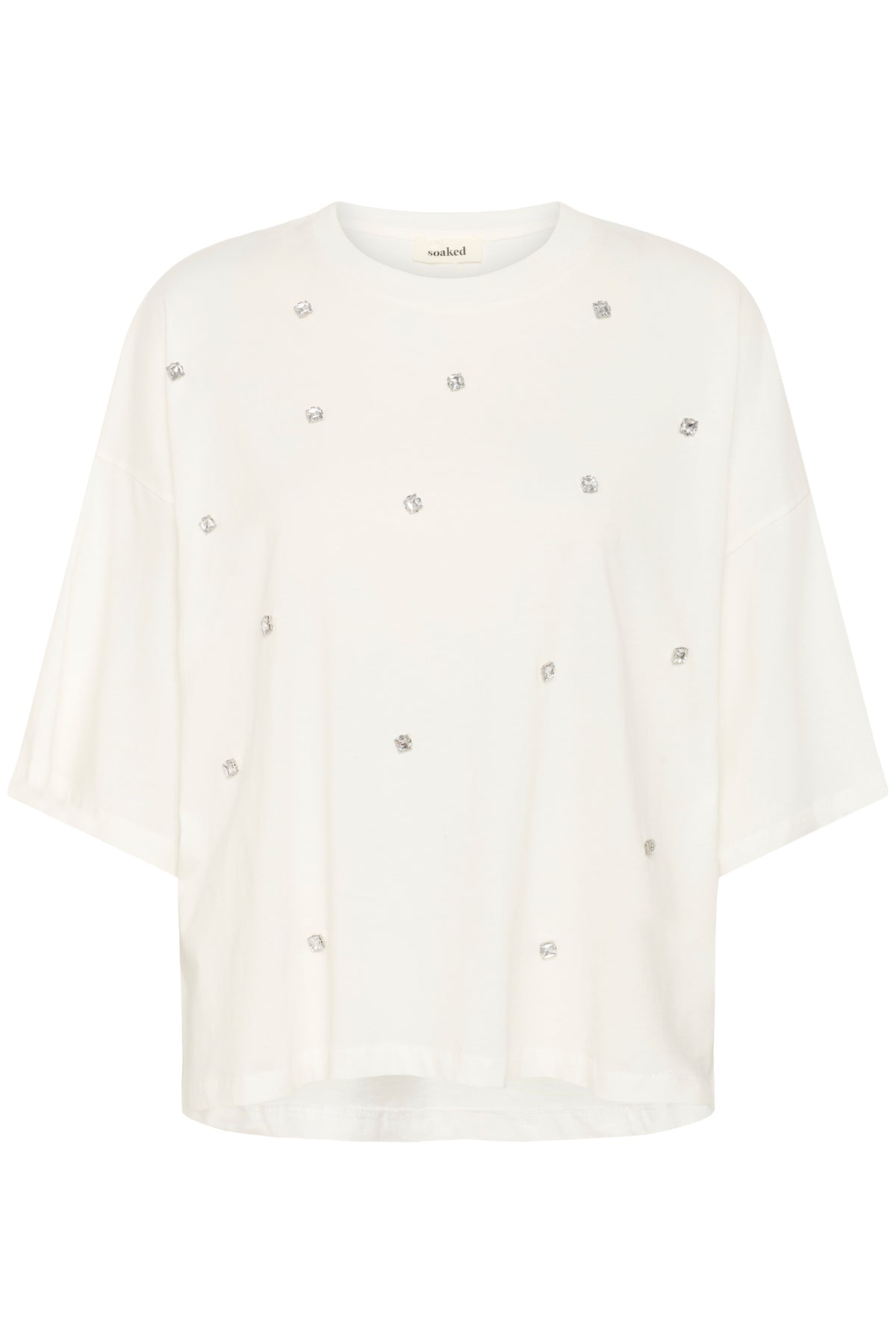 Soaked SLAfshan Simili Broken White Oversized Embellished T-Shirt