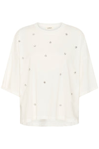 Soaked SLAfshan Simili Broken White Oversized Embellished T-Shirt