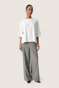 Soaked SLAfshan Simili Broken White Oversized Embellished T-Shirt