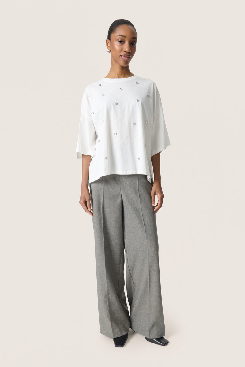 Soaked SLAfshan Simili Broken White Oversized Embellished T-Shirt