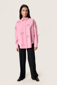 Soaked in Luxury Joa Candy Pink Bow Oversized Shirt