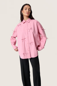 Soaked in Luxury Joa Candy Pink Bow Oversized Shirt