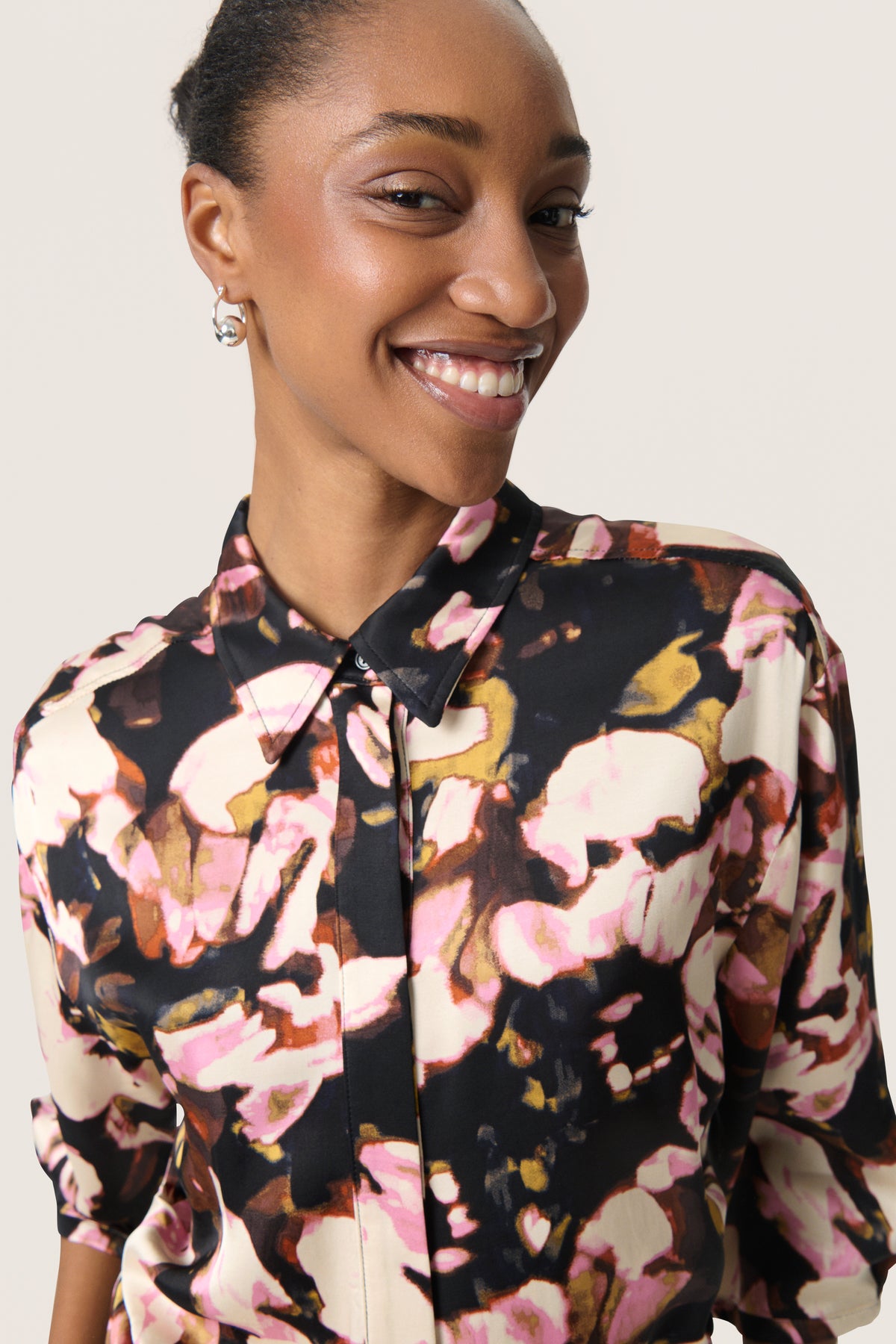 Soaked SlCinna Chocolate Autumn Abstract Printed Shirt, 30408801