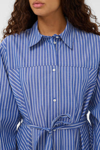 Soaked in Luxury SLCalken Blue Stripe Midi Shirt Dress, 30408913