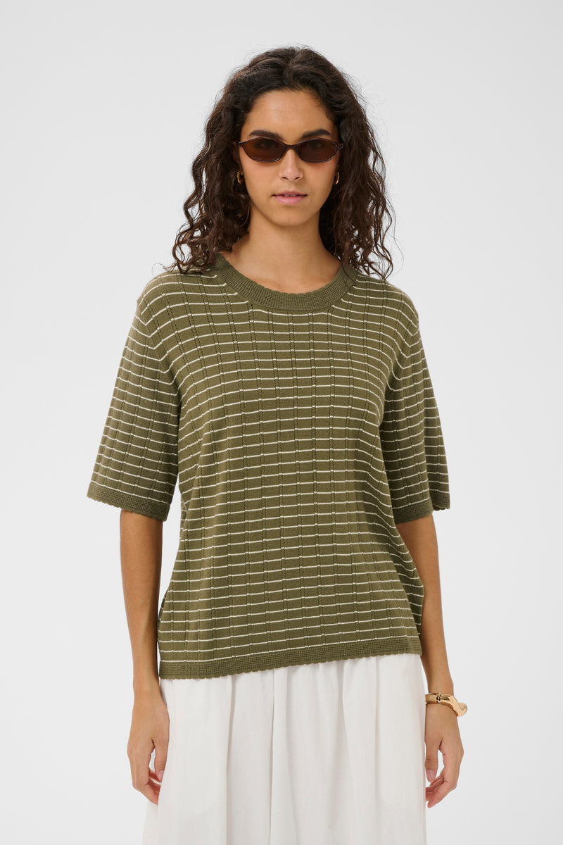 Soaked in Luxury SLSpina Dusky Green/Turtledove Supersoft Stripe Knit