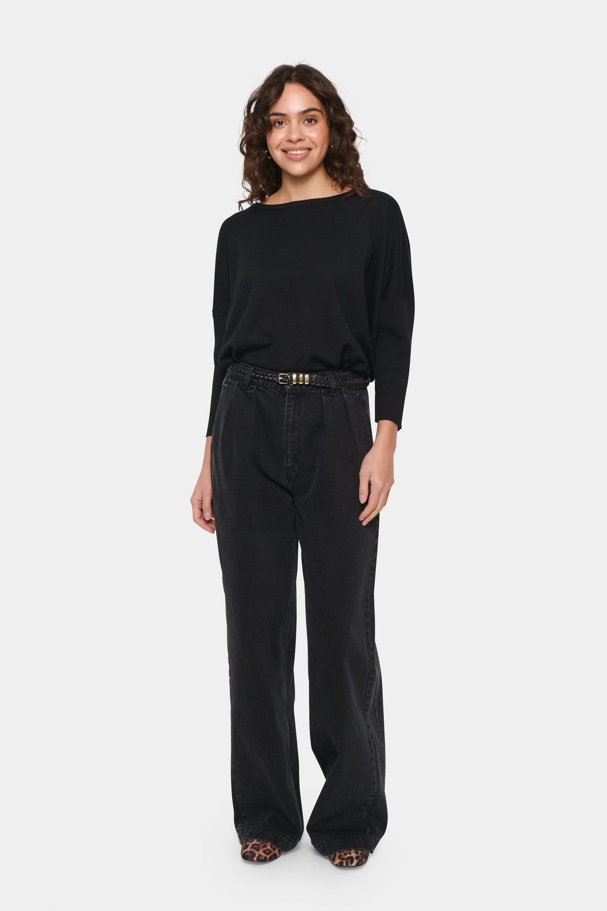 Saint Tropez Mila Black Round Neck Knit