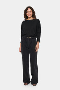 Saint Tropez Mila Black Round Neck Knit