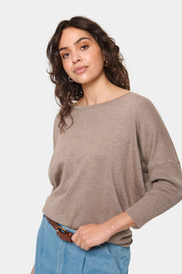 Saint Tropez Mila Beige Melange Round Neck Knit