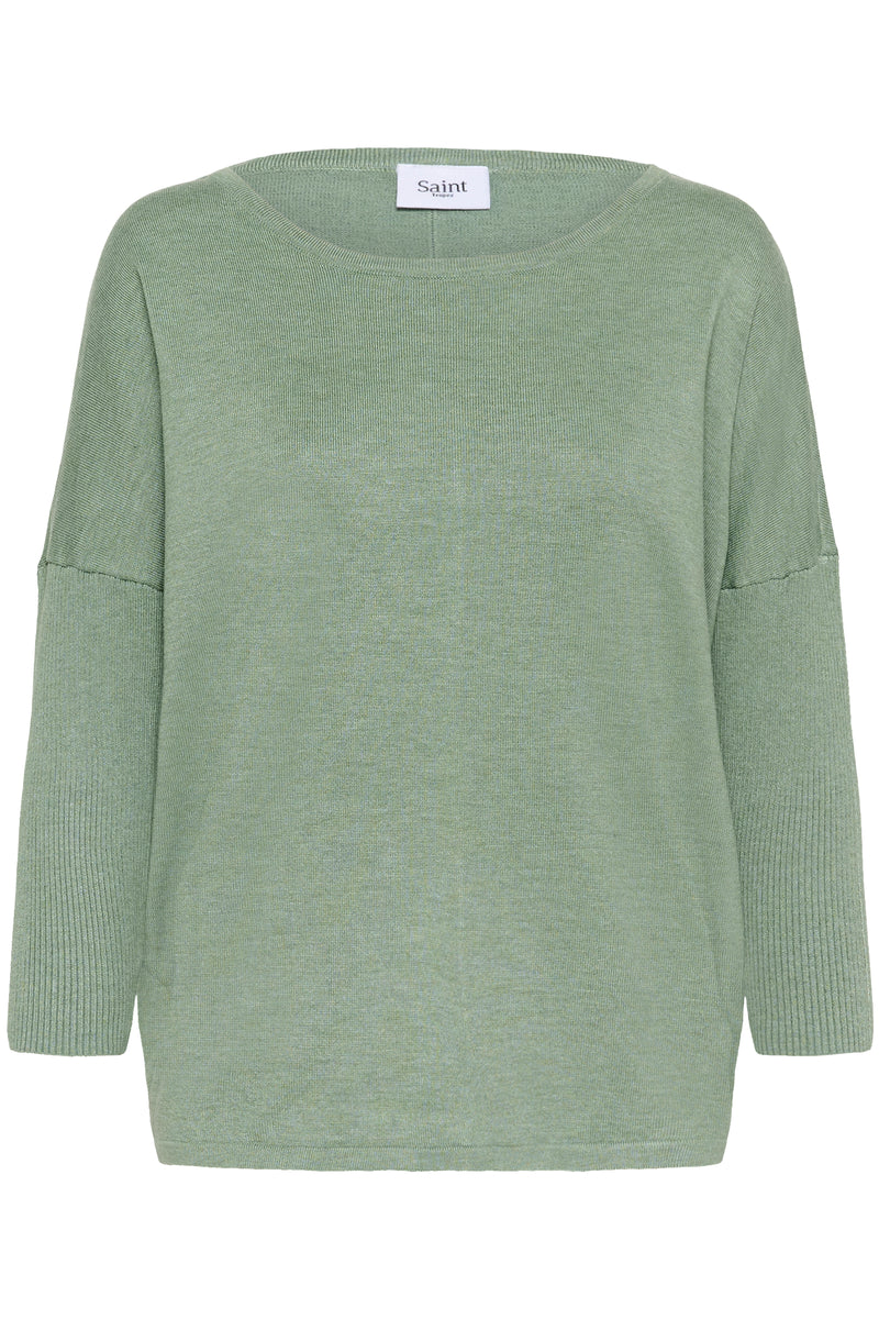 Saint Tropez Mila Green Bay Melange Round Neck Knit