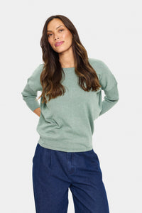 Saint Tropez Mila Green Bay Melange Round Neck Knit
