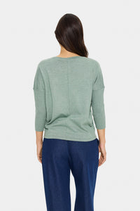 Saint Tropez Mila Green Bay Melange Round Neck Knit