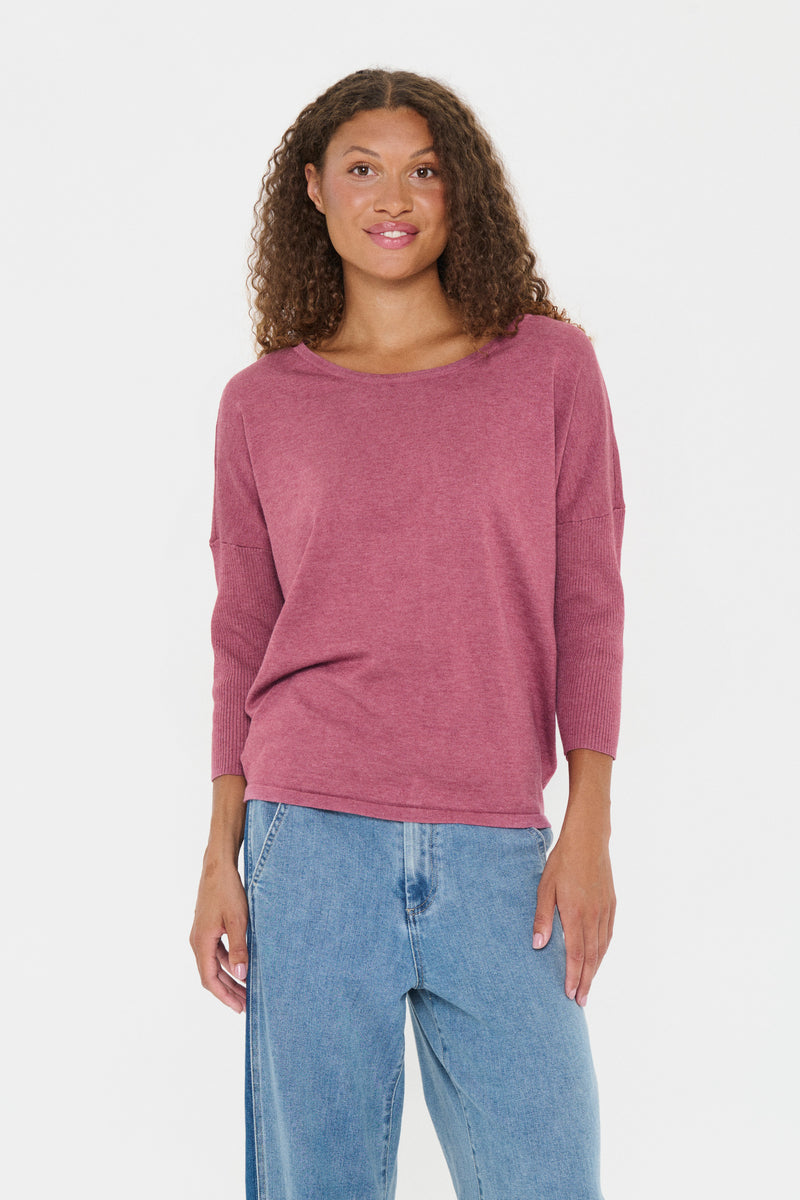 Saint Tropez Mila Dusky Pink Melange Round Neck Knit