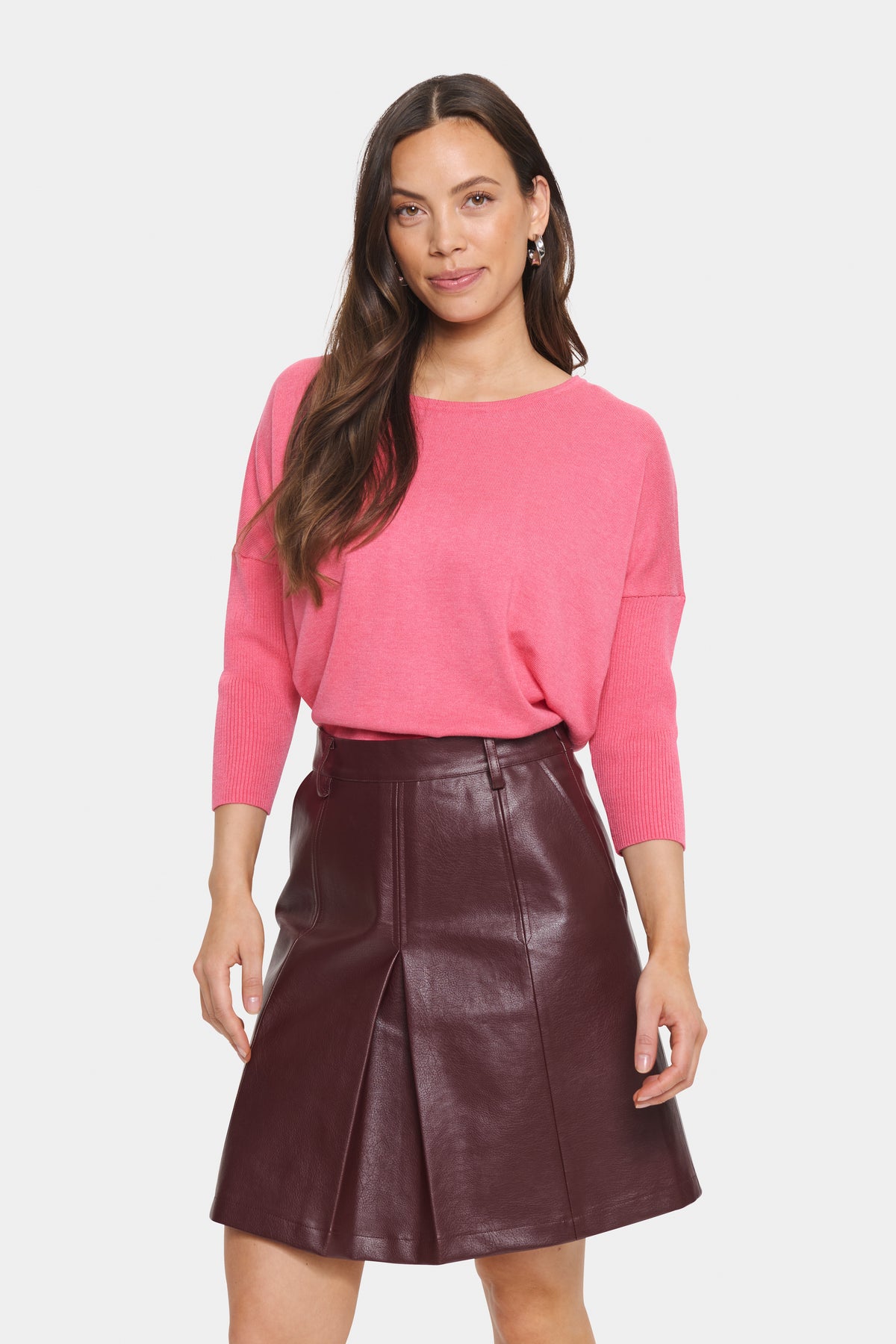 Saint Tropez Mila Coral Melange Round Neck Knit