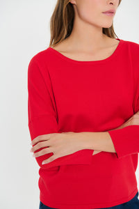 Saint Tropez Mila Chinese Red Round Neck Knit