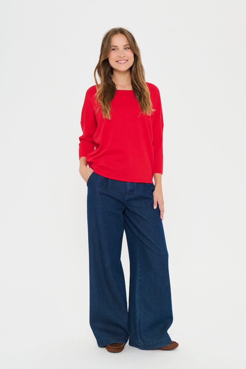 Saint Tropez Mila Chinese Red Round Neck Knit