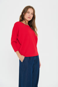 Saint Tropez Mila Chinese Red Round Neck Knit