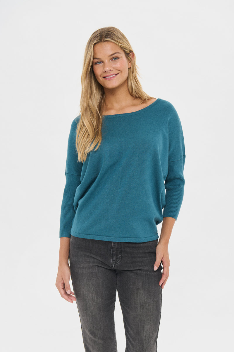 Saint Tropez Mila Teal Round Neck Knit