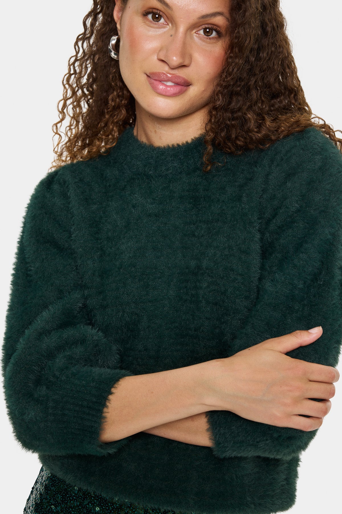 Saint Tropez Banni Junebug Green Furry Knitted Jumper, 30512918