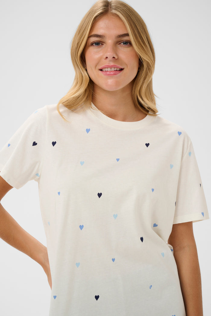 Saint Tropez Johanna Ice Blue Multi Heart Oversized T-Shirt, 30513937