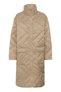 Saint Tropez Lucinda Oak Beige Longline Quilted Coat